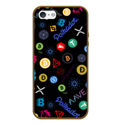 Чехол для iPhone 5/5S матовый Bitcoin pattern биткоинz