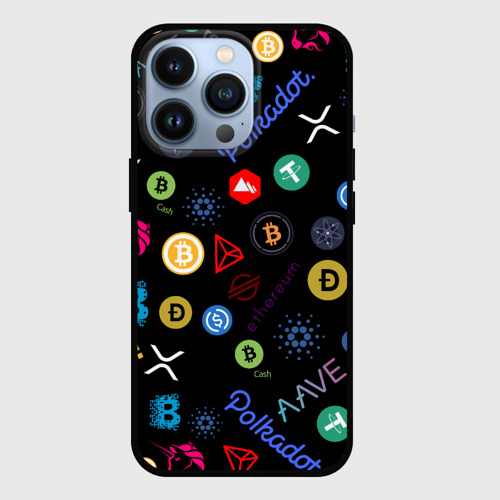 Чехол для iPhone 13 Pro Bitcoin pattern биткоинz