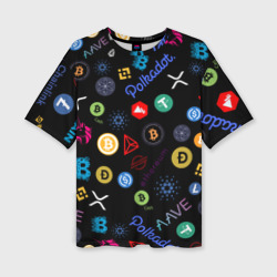 Женская футболка oversize 3D Bitcoin pattern биткоинz