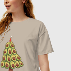 Женская футболка хлопок Oversize Avocado Christmas Tree - фото 2