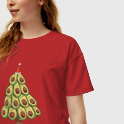 Женская футболка хлопок Oversize Avocado Christmas Tree - фото 2