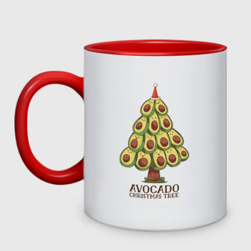 Кружка двухцветная Avocado Christmas Tree, цвет белый + красный