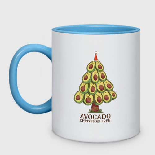 Кружка двухцветная Avocado Christmas Tree, цвет белый + небесно-голубой
