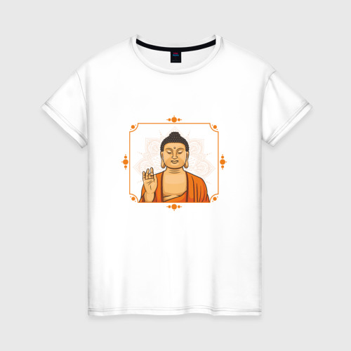 Женская футболка из хлопка с принтом Дзен Будда, вид спереди №1
