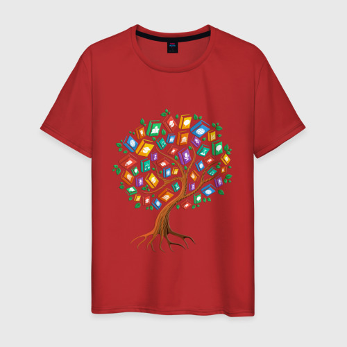 Мужская футболка хлопок Древо познания, цвет красный