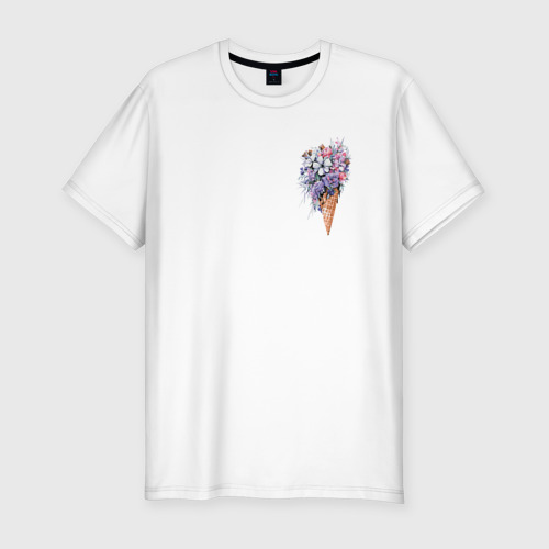 Мужская футболка хлопок Slim Цветочное мороженое, цвет белый