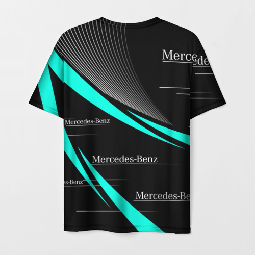 Мужская футболка 3D Mercedes Benz аквамариновый, цвет 3D печать - фото 2