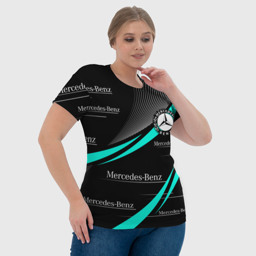 Женская футболка 3D с принтом Mercedes Benz аквамариновый, фото #4
