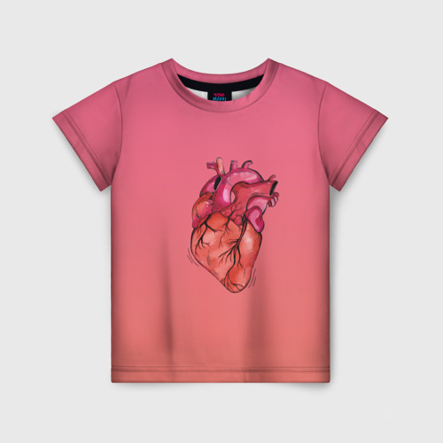 Детская футболка 3D с принтом Анатомия сердце реальное, вид спереди #2