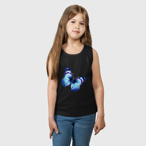 Детская майка хлопок Синяя бабочка, цвет черный - фото 3