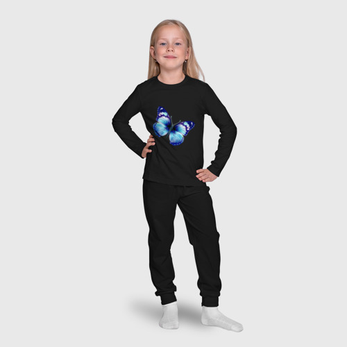 Детская пижама с лонгсливом хлопок Синяя бабочка, цвет черный - фото 7