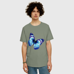 Мужская футболка хлопок Oversize Синяя бабочка - фото 2