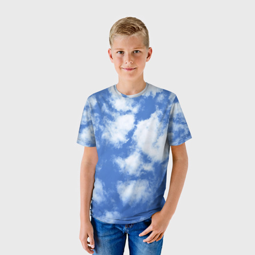 Детская футболка 3D с принтом Облака, фото на моделе #1