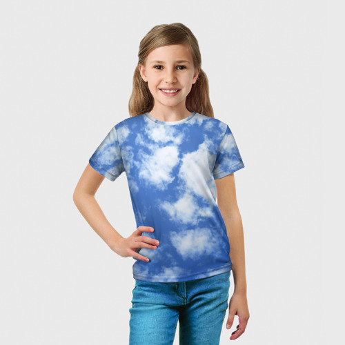 Детская футболка 3D с принтом Облака, вид сбоку #3