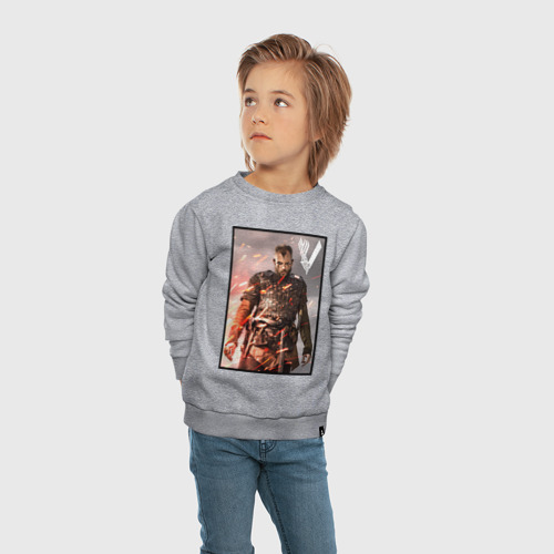 Детский свитшот хлопок с принтом Викинги Флоки | Vikings Floki (Z), вид сбоку #3