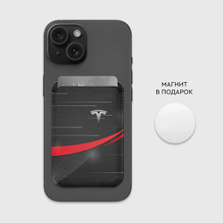 Картхолдер Magsafe магнитный Tesla abstract Тесла спорт - фото 2