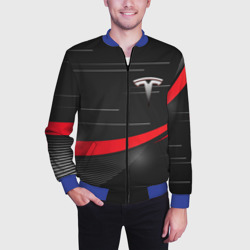 Мужской бомбер 3D Tesla abstract Тесла спорт - фото 2