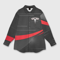 Мужская рубашка oversize 3D Tesla abstract Тесла спорт