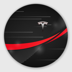 Круглый коврик для мышки Tesla abstract Тесла спорт