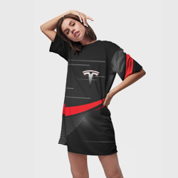 Платье-футболка 3D Tesla abstract Тесла спорт - фото 2