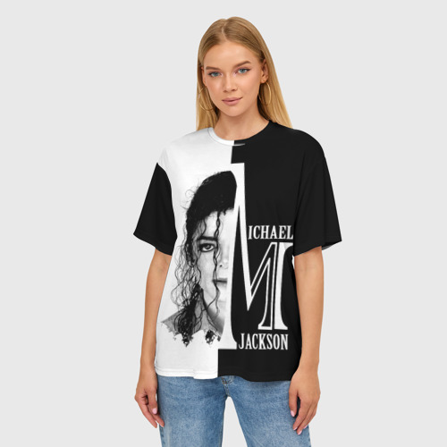 Женская футболка oversize 3D Майкл Джексон, цвет 3D печать - фото 3