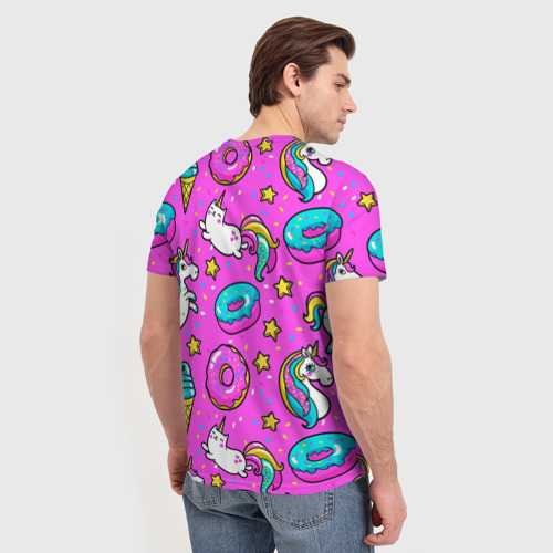 Мужская футболка 3D Единороги с пончиками, цвет 3D печать - фото 4