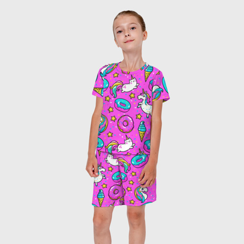 Детский костюм с шортами 3D Единороги с пончиками, цвет 3D печать - фото 5