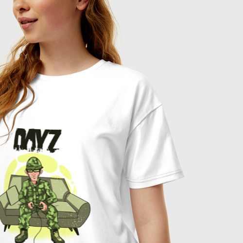 Женская футболка хлопок Oversize с принтом DayZ Диванный ветеран, фото на моделе #1