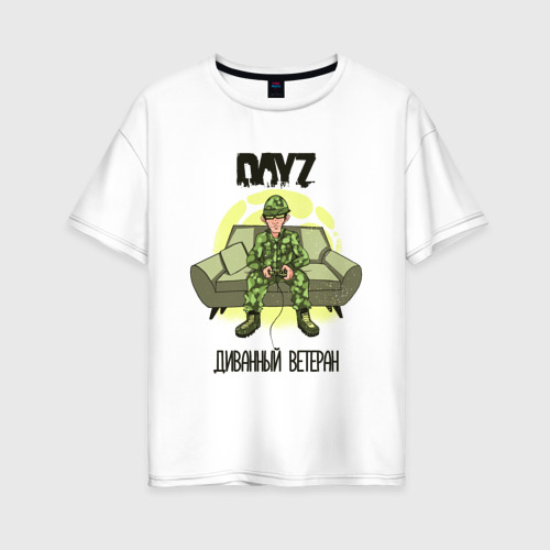 Женская футболка хлопок Oversize с принтом DayZ Диванный ветеран, вид спереди #2