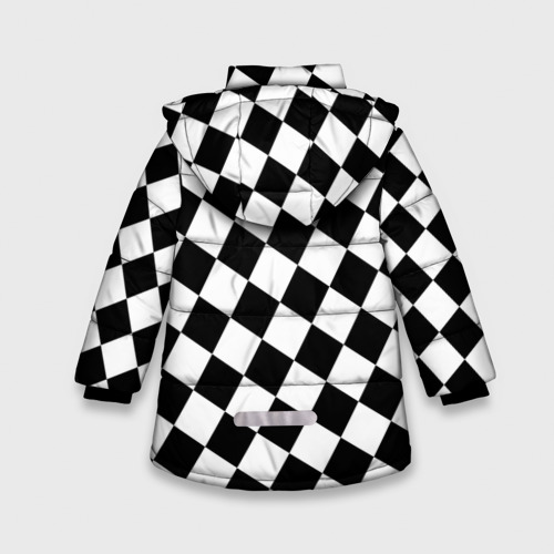 Зимняя куртка для девочек 3D Шахматы, цвет черный - фото 2
