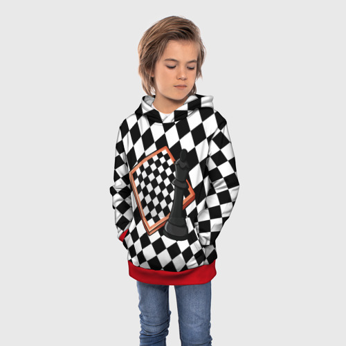 Детская толстовка 3D Шахматы, цвет красный - фото 3