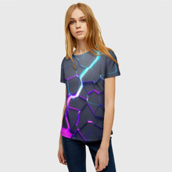 Женская футболка 3D Неоновый разлом 3Д разлом - фото 2