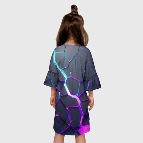Детское платье 3D Неоновый разлом 3Д разлом, цвет 3D печать - фото 5