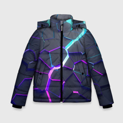 Зимняя куртка для мальчиков 3D Неоновый разлом 3Д разлом