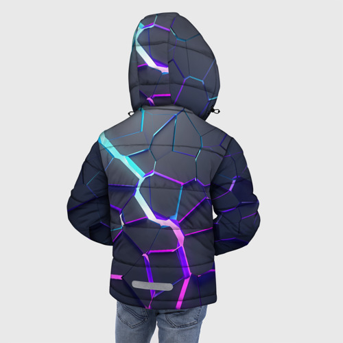 Зимняя куртка для мальчиков 3D Неоновый разлом 3Д разлом, цвет черный - фото 4