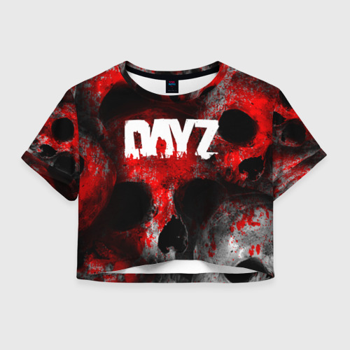 Женская футболка Crop-top 3D Dayz blood skull, цвет 3D печать