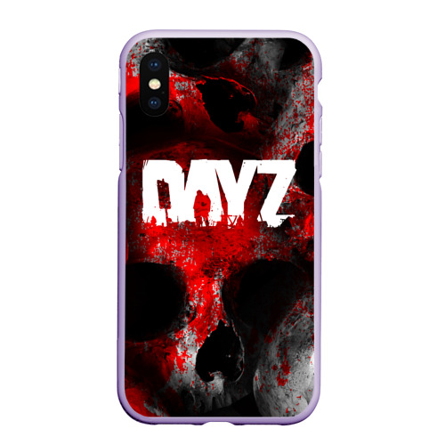 Чехол для iPhone XS Max матовый Dayz blood skull, цвет светло-сиреневый