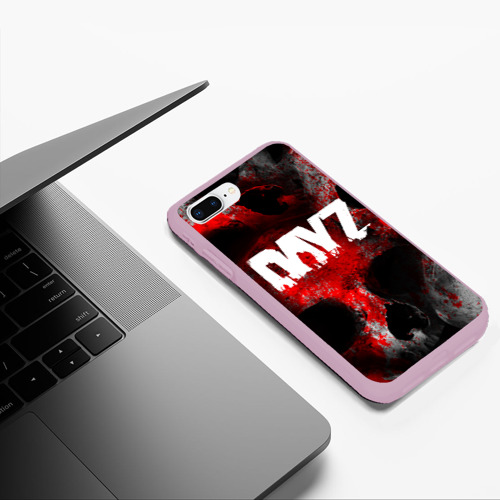 Чехол для iPhone 7Plus/8 Plus матовый Dayz blood skull, цвет розовый - фото 5