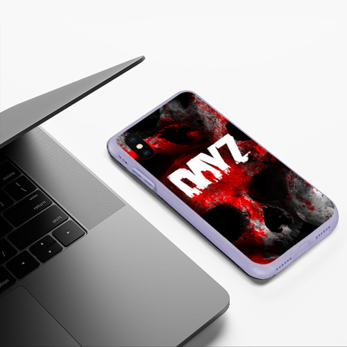 Чехол для iPhone XS Max матовый Dayz blood skull, цвет светло-сиреневый - фото 5