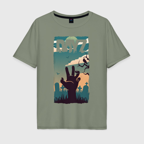 Мужская футболка хлопок Oversize с принтом DayZ зомби, вид спереди #2