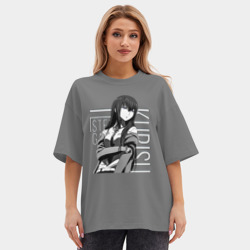 Женская футболка Oversize хлопок premium Kurisu Makise - фото 2