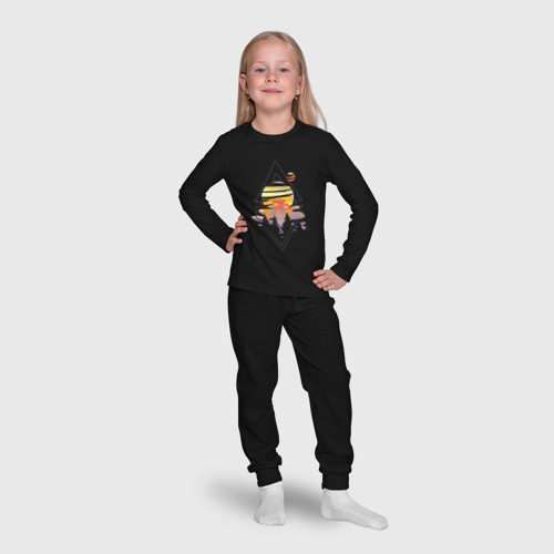 Детская пижама с лонгсливом хлопок Космический пейзаж с планетами, цвет черный - фото 7