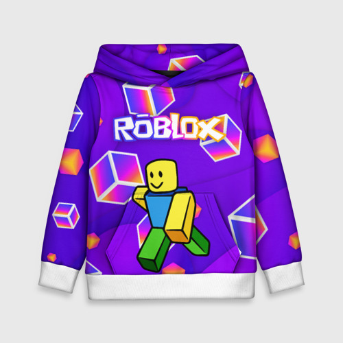 Детская толстовка 3D Roblox кубы, цвет белый