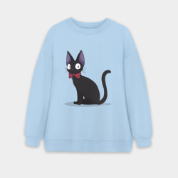 Женский свитшот oversize без начеса хлопок Кот студии Гибли