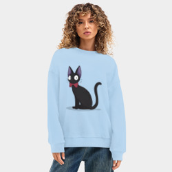 Женский свитшот oversize без начеса хлопок Кот студии Гибли - фото 2