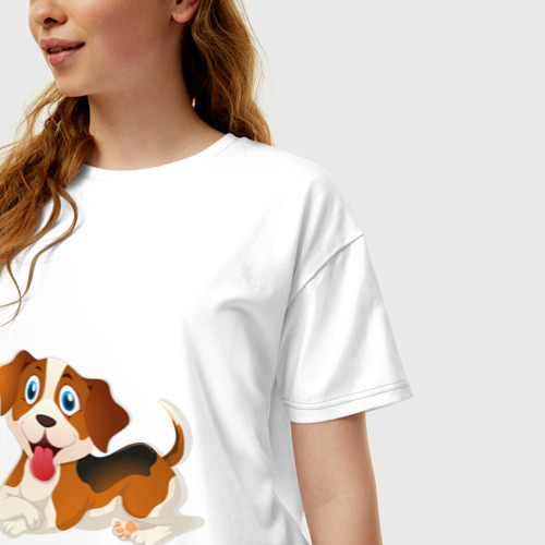 Женская футболка хлопок Oversize веселый щенок - фото 3