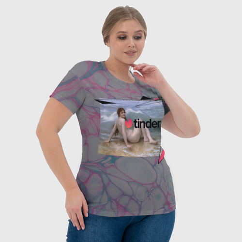 Женская футболка 3D с принтом Tinder | Тиндер девушка, фото #4