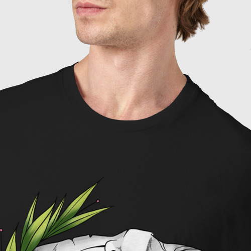 Мужская футболка хлопок Head of david in flowers, цвет черный - фото 6