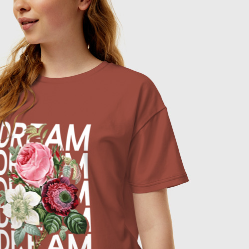 Женская футболка хлопок Oversize Dream, цвет кирпичный - фото 3
