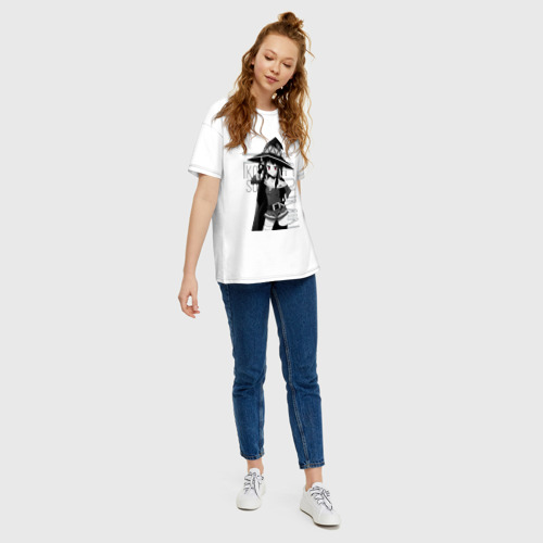 Женская футболка хлопок Oversize Мегумин, цвет белый - фото 5